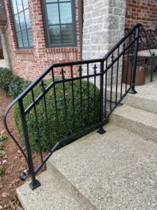 Outdoor step railings in Louisville ky built by Louisville Iron Works