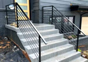 modern outdoor step railings built by Louisville Iron works